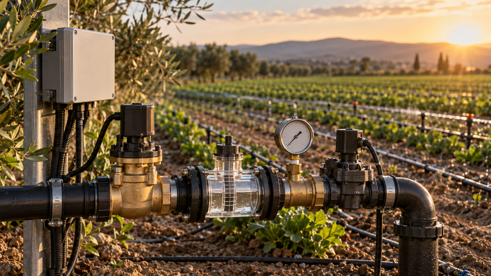 Réseau d'irrigation intelligent avec débitmètre et automatisation